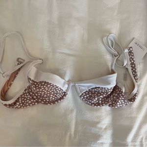 FloralKini Brown and White Bikini Top Women’s Size Small NWT